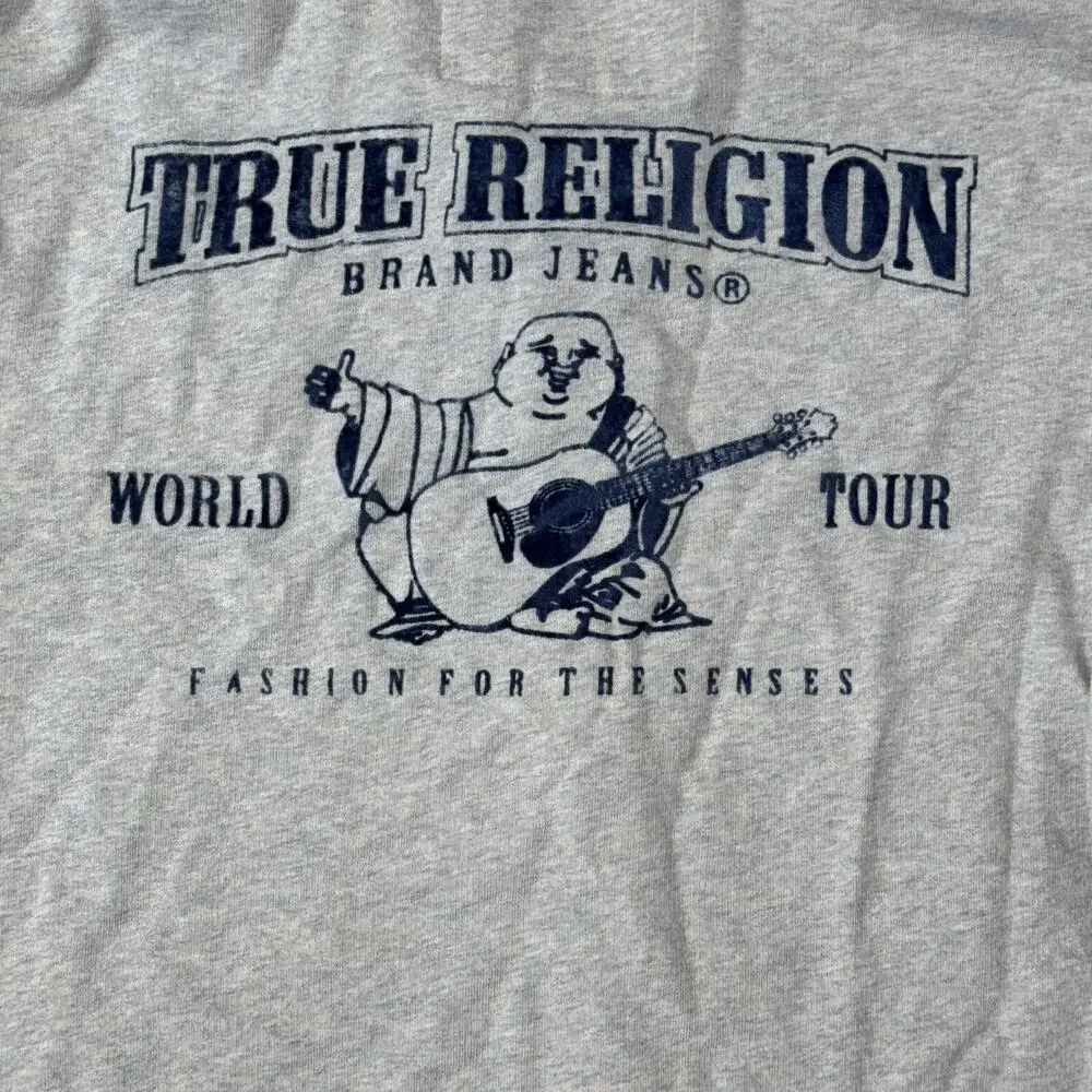 True Religion Heather‎ Gray Mens M Full Zip Up Hoodie Sweater